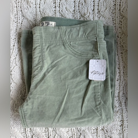 Free People Light Green Corduroy Bell Bottom Pants - Picture 1 of 8